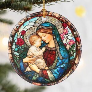 Adorno de cerámica de la Virgen María de 2,8 pulgadas